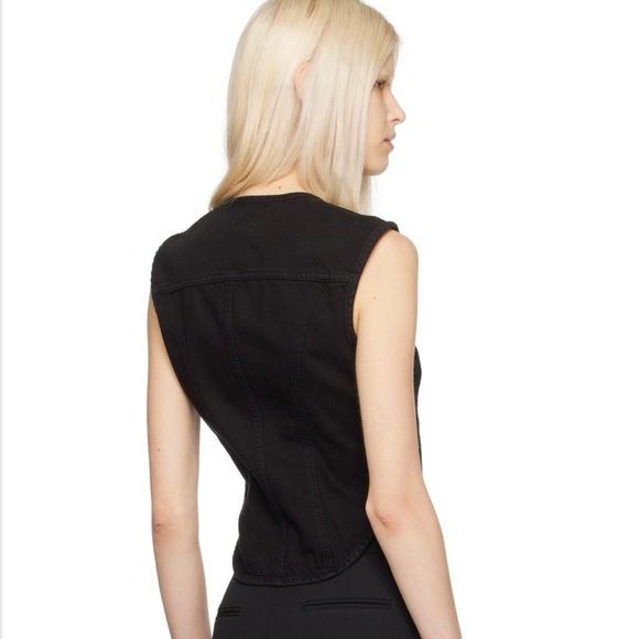 FRAME Seamed Scoop Bustier Top Black Denim - Picture 4 of 8